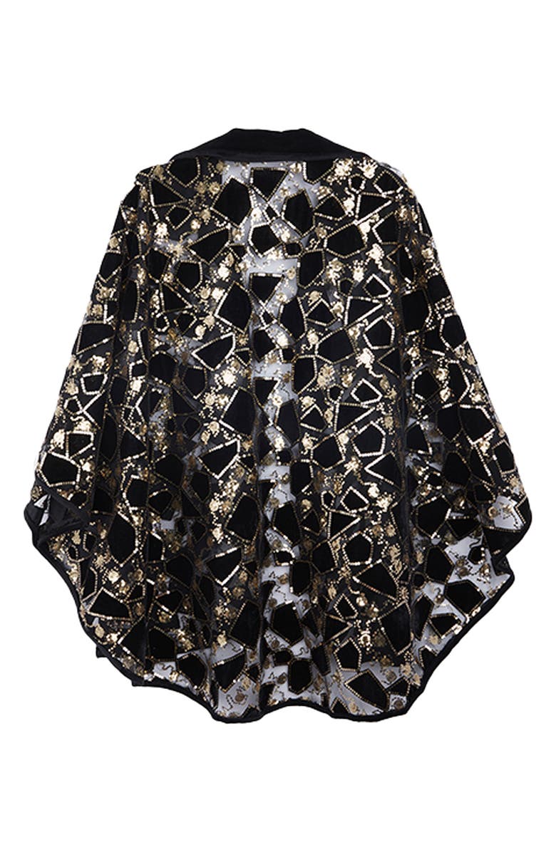 SAACHI Sequin Velvet Cape, Alternate, color, Black