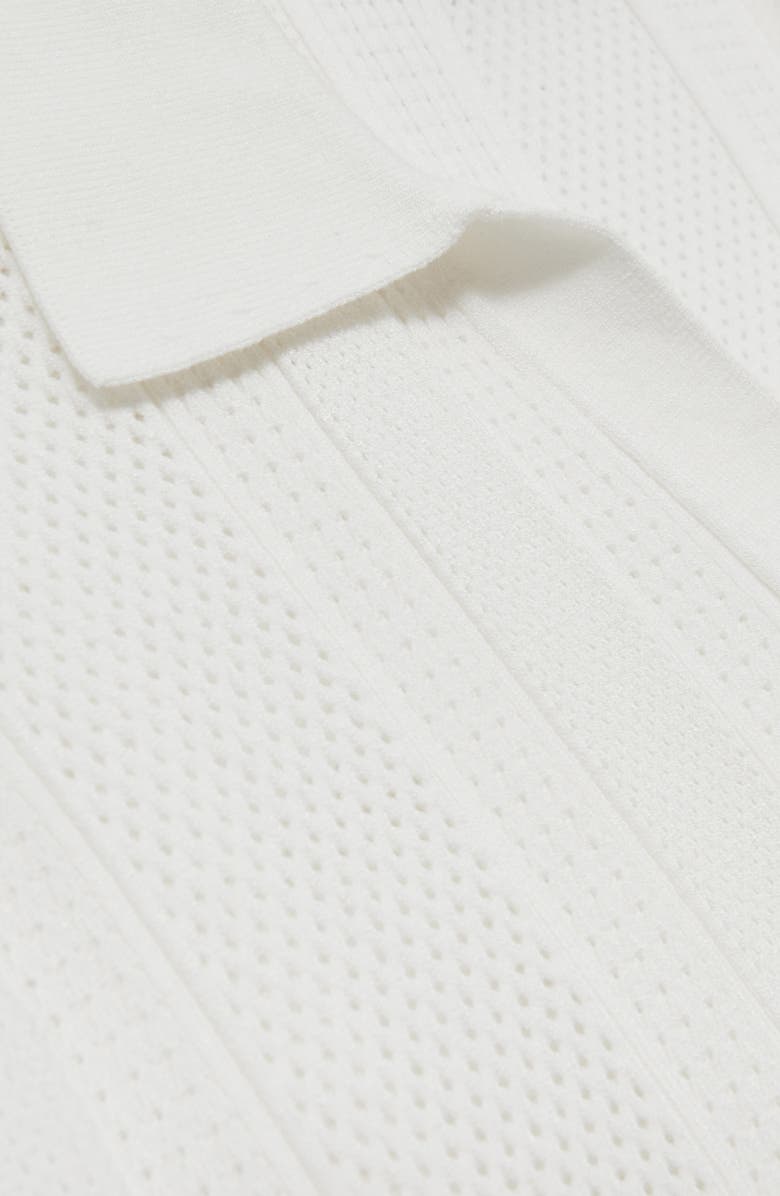 Reiss Kansas Texture Stripe Polo Sweater, Alternate, color, White