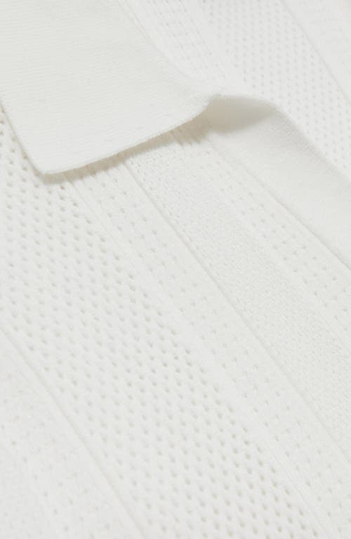 Reiss White Textured-stripe Knitted Polo Shirt In White