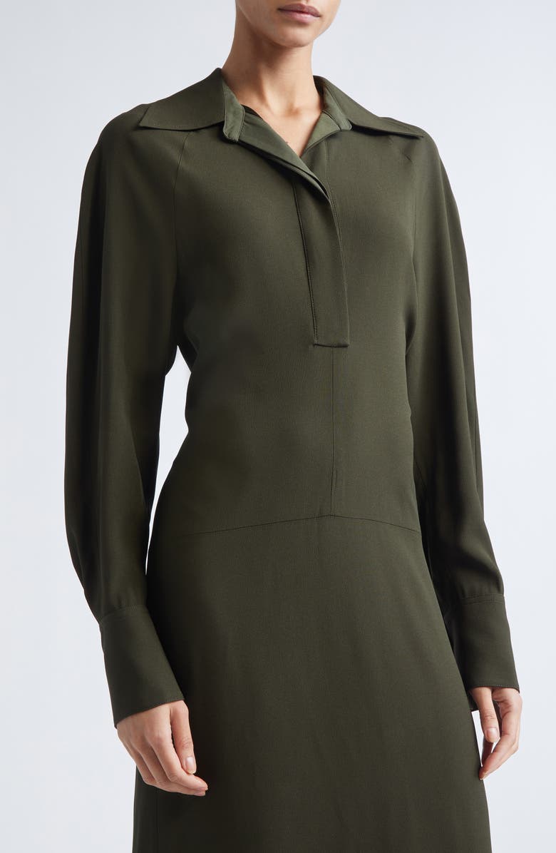 Victoria Beckham Polo Collar Long Sleeve, Alternate, color, Dark Olive