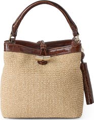 Brahmin Mini Amelia Embossed Leather Top Handle Bucket Bag