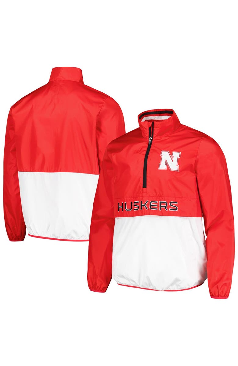 G-III SPORTS BY CARL BANKS Men's G-III Sports by Carl Banks Scarlet Nebraska Huskers Cornerman Half-Zip Top, Main, color, Scarlet