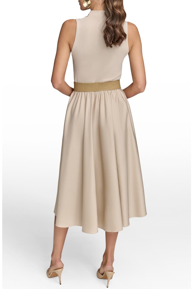 Cowl Neck Mixed Media Midi Dress, Alternate, color, SAND/ SAND
