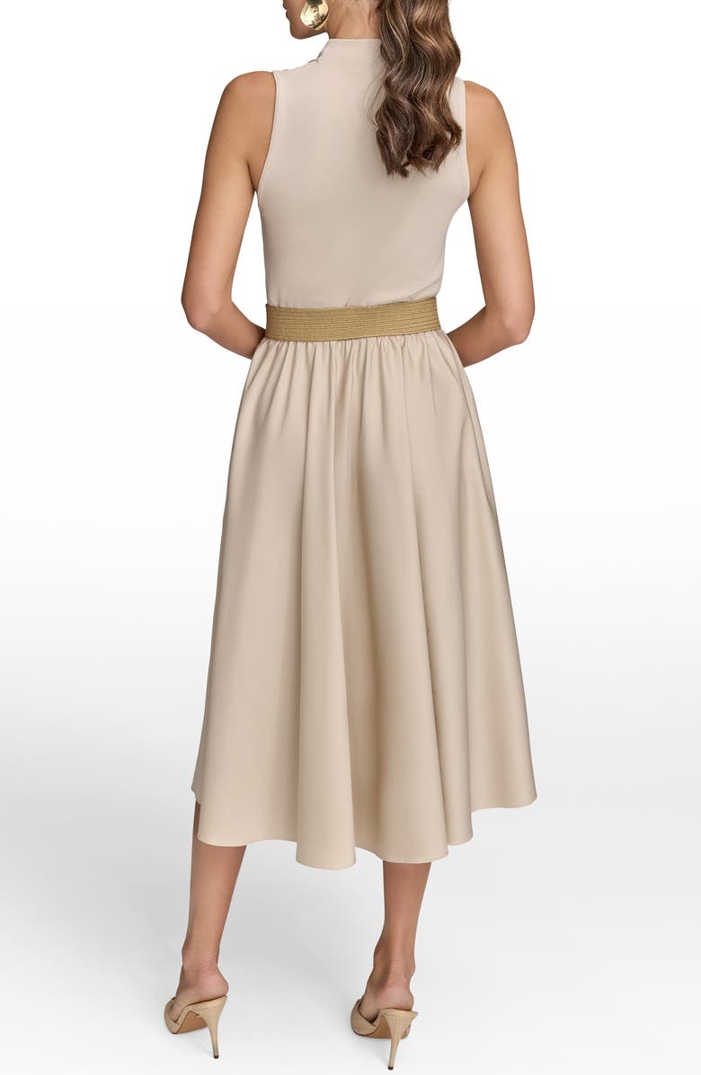 Donna Karan New York Cowl Neck Mixed Media Midi Dress, Alternate, color, Sand/ Sand