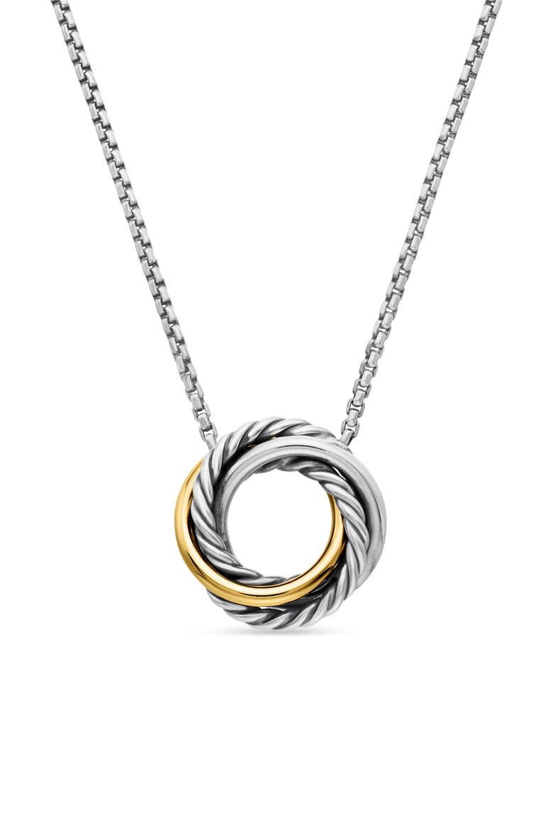 Crossover Mini Pendant Necklace with 18K Yellow Gold, Main, color, SILVER/ GOLD