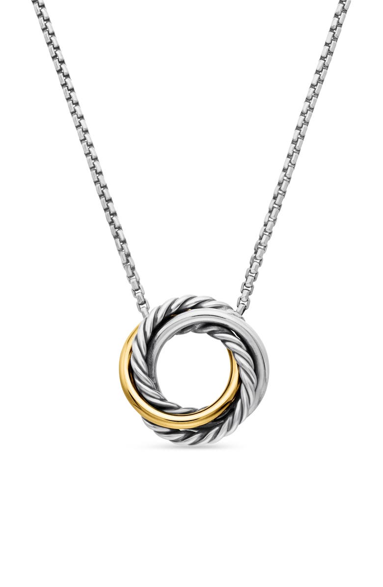 David Yurman Crossover Mini Pendant Necklace with 18K Yellow Gold, Main, color, Silver/ Gold