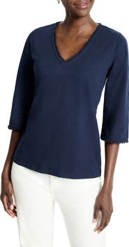 NZT by NIC+ZOE Fringe Trim Cotton T-Shirt