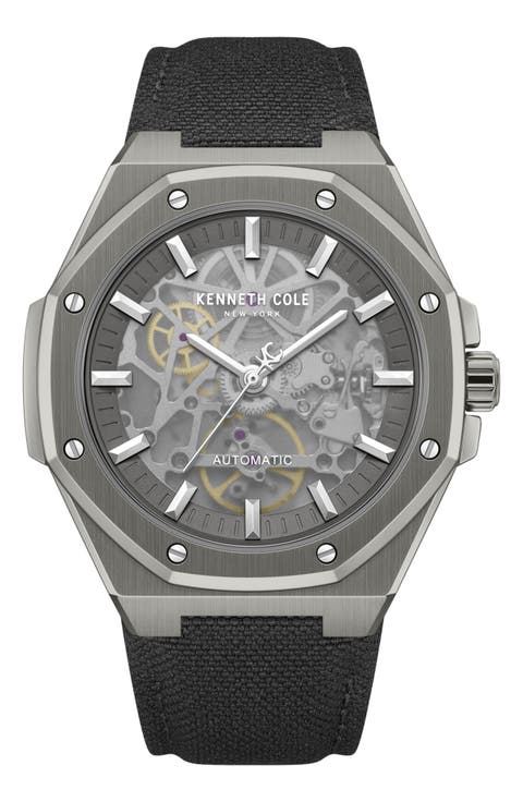Benson Skeleton Automatic Nylon Strap Watch, 42mm