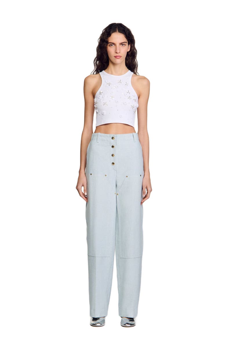 SANDRO Beaded and rhinestone tank top, Main, color, 