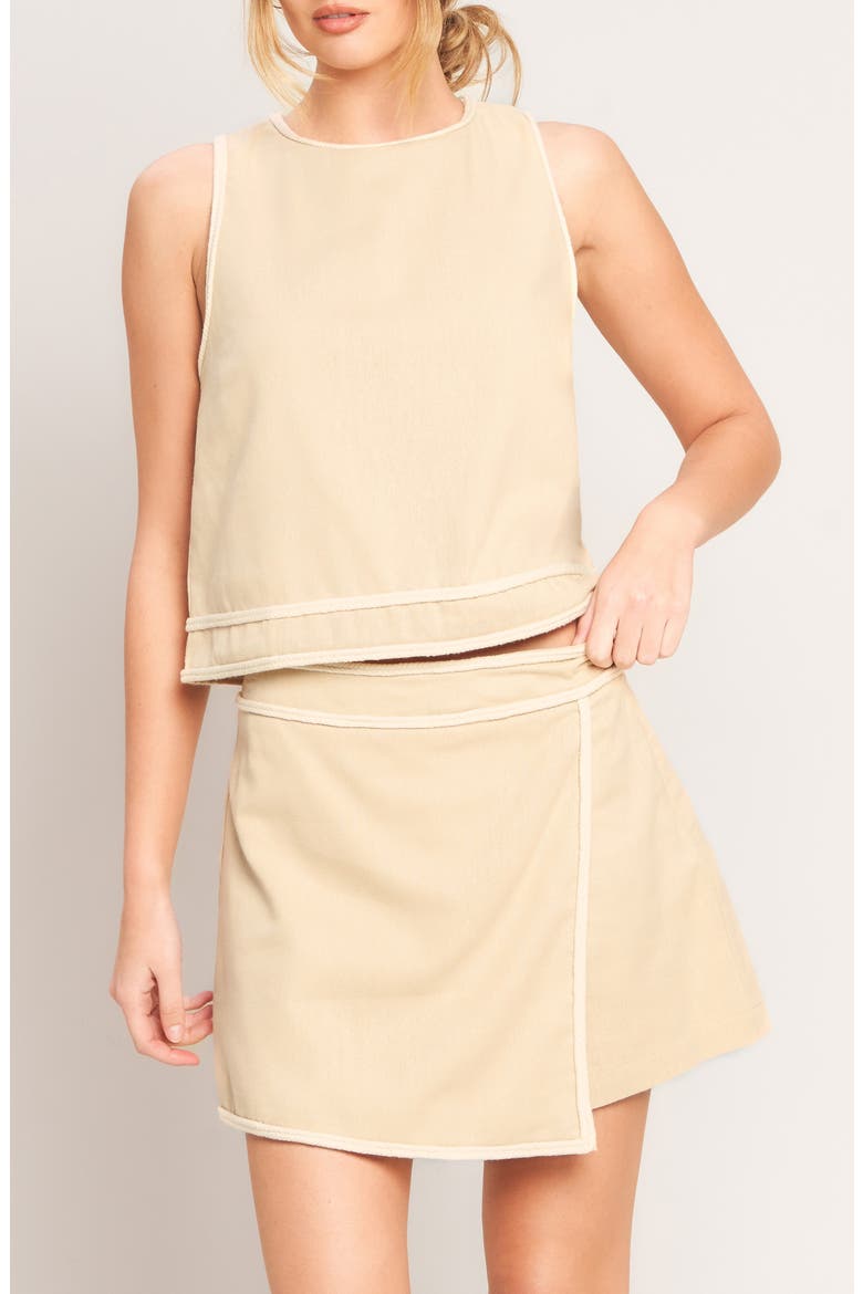 Linen Blend Wrap Skort, Alternate, color, BEIGE