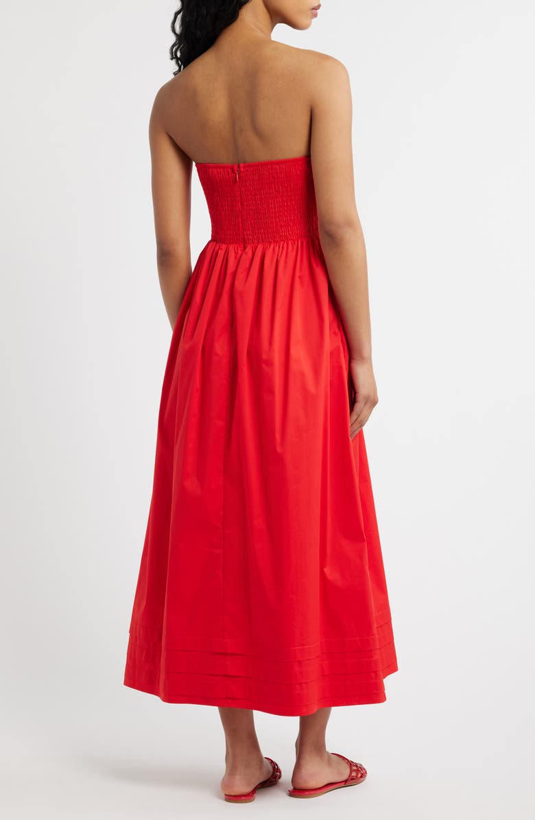 Lulus Joey Strapless Cotton Blend Poplin Dress, Alternate, color, Red