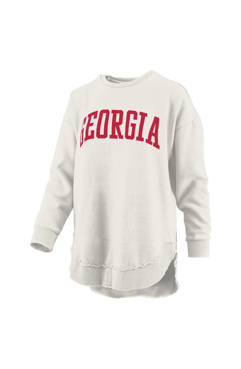 PRESSBOX Women's Pressbox Oatmeal Georgia Bulldogs Melange Poncho Vintage Fleece Long Sleeve Pullover Sweatshirt, Alternate, color,