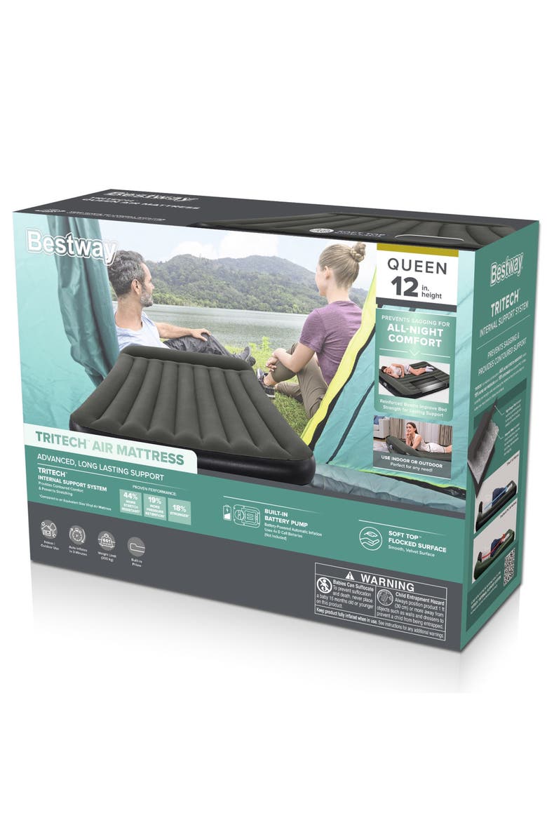 Bestway Tritech 12" Queen Air Mattress with Built-in Battery Pump, Alternate, color, 