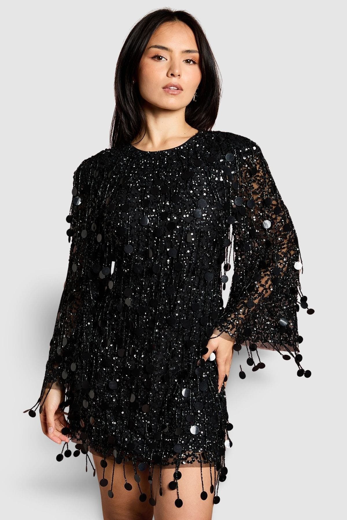 Petite Sequin Tassel Mini Dress