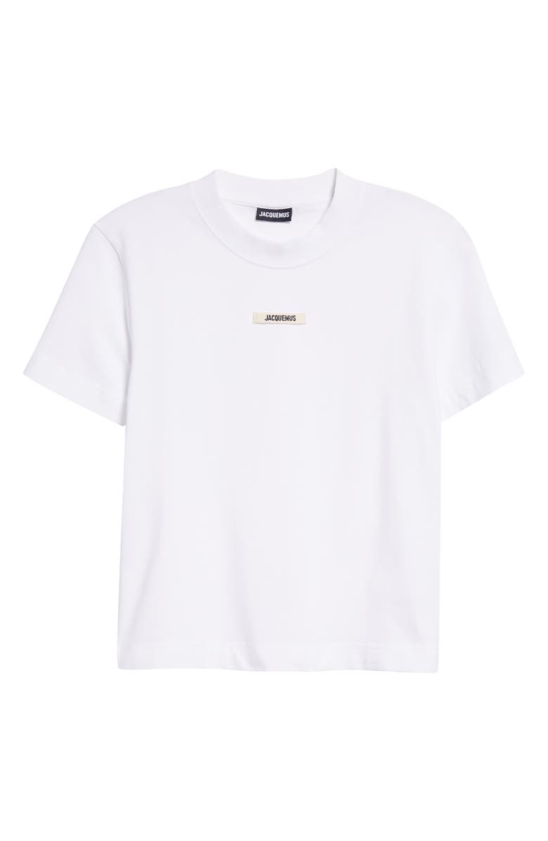 Jacquemus Le T-Shirt Logo Embroidered Grosgrain T-Shirt, Alternate, color,