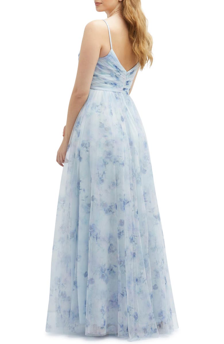Dessy Collection Floral A-Line Chiffon Gown, Alternate, color, Mist Garden