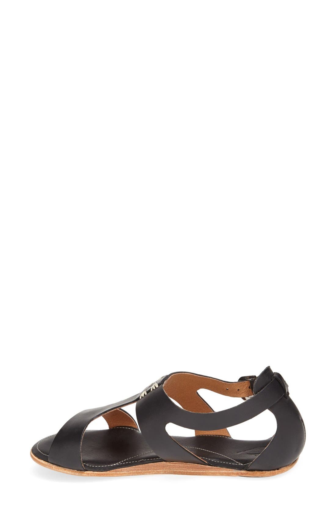 'Pouli' Leather Sandal, Alternate, color, BLACK
