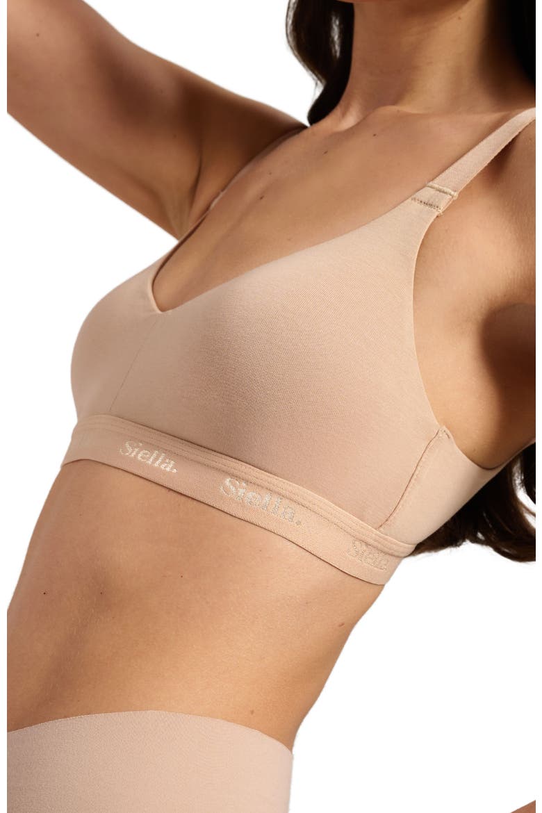 Organic Cotton V-Neck Bra, Alternate, color, Beach Beige