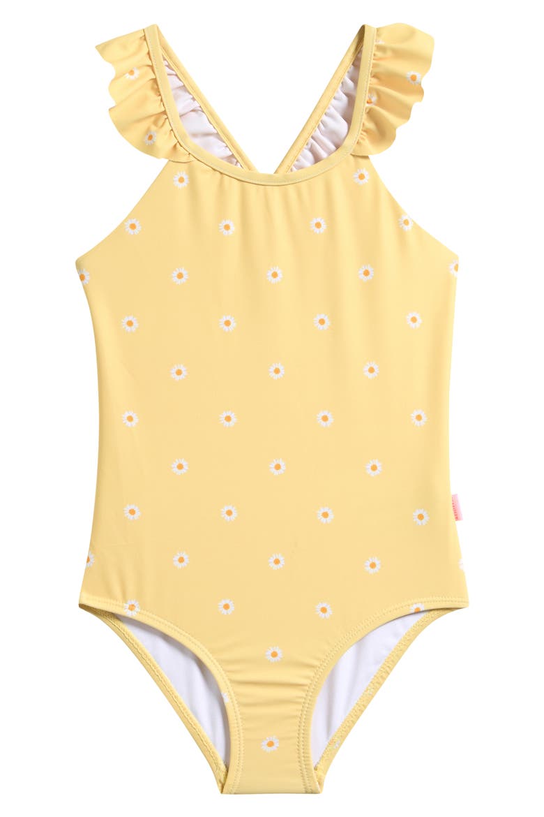 Kids' Daisy Chain One-Piece Swimsuit, Main, color, DAISY CHAIN YELLOW