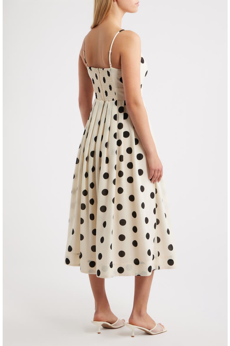 Polka Dot Midi Dress, Alternate, color, IVORY BLACK