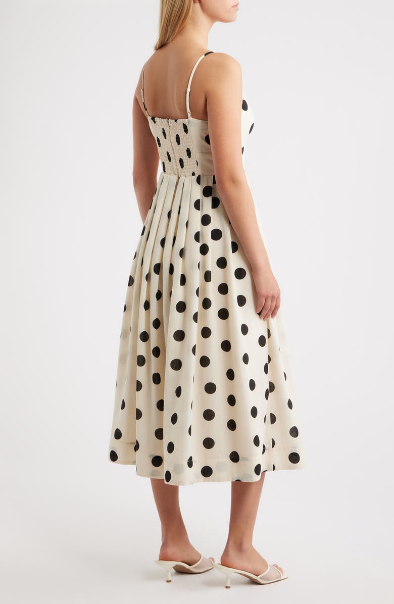 Julia Jordan Polka Dot Midi Dress, Alternate, color, Ivory Black
