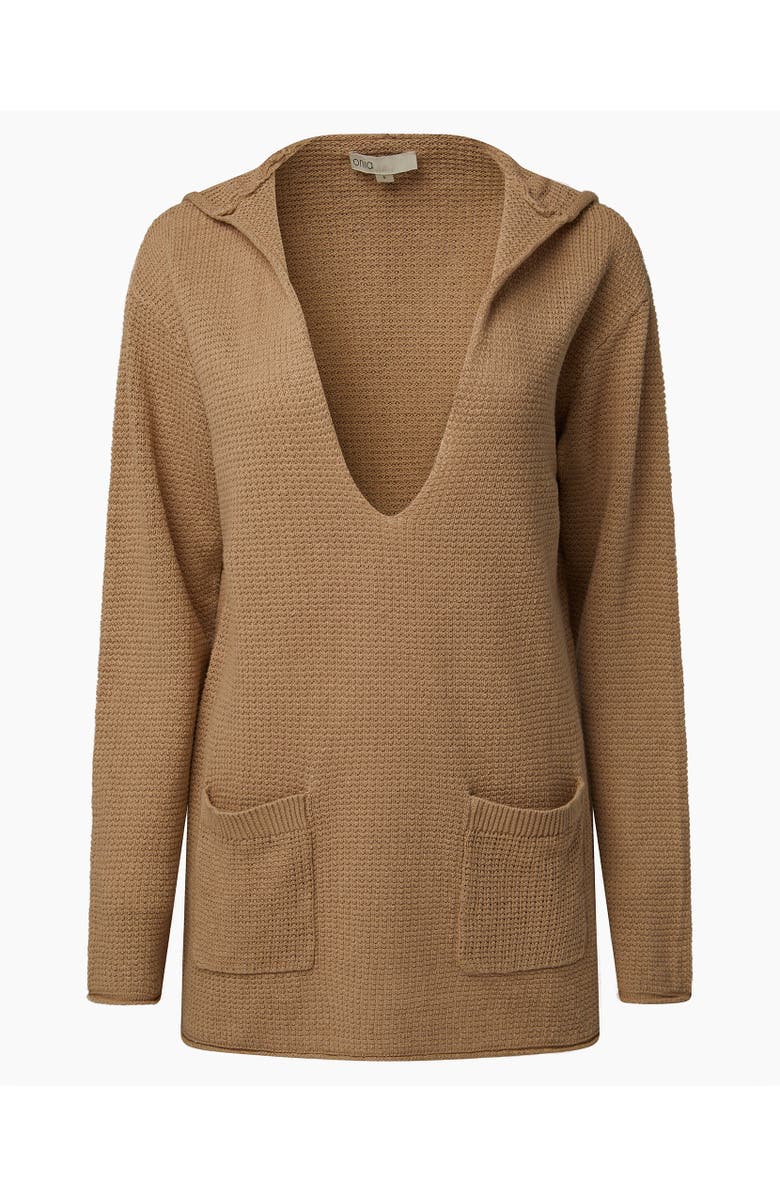 Onia Linen Knit V-Neck Hoodie, Alternate, color, Jute