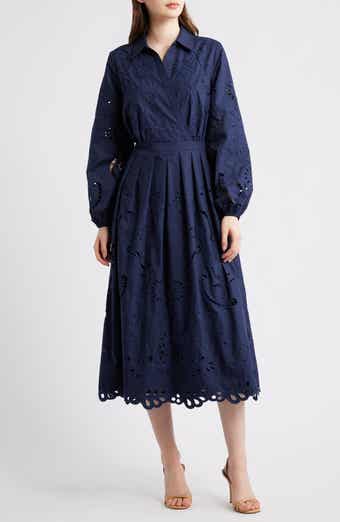 Zoya Long Sleeve Cotton Blend Shirtdress