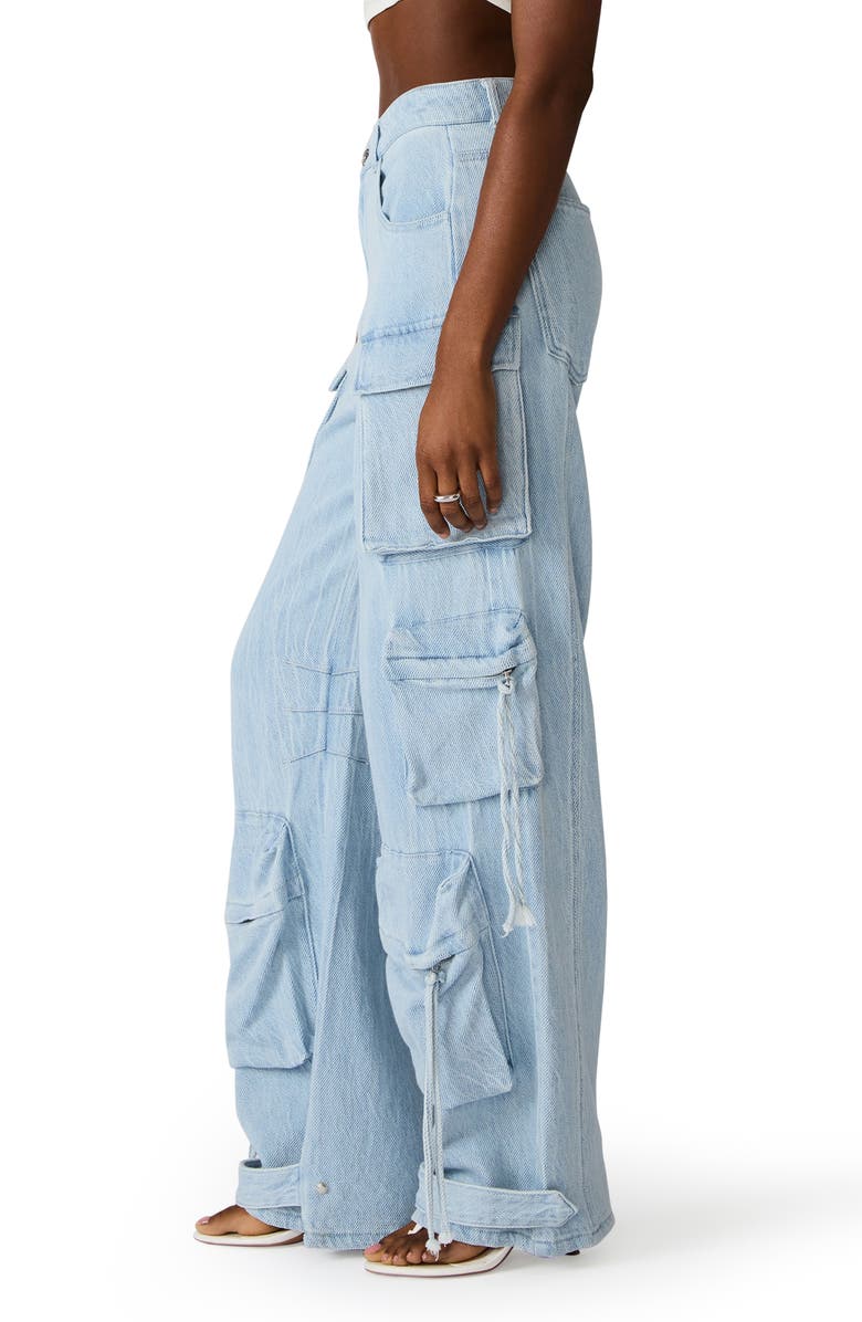 Steve Madden Cargo Jeans, Alternate, color, Faded Blue