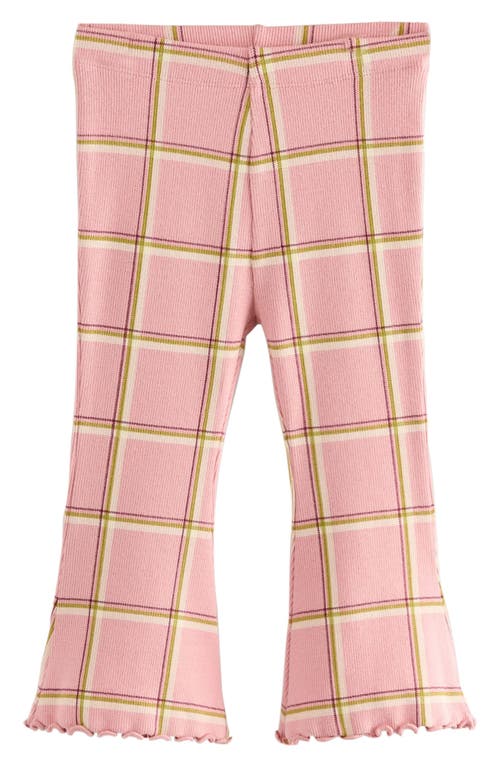 Next Kids' Check Rib Flare Leggings In Pink