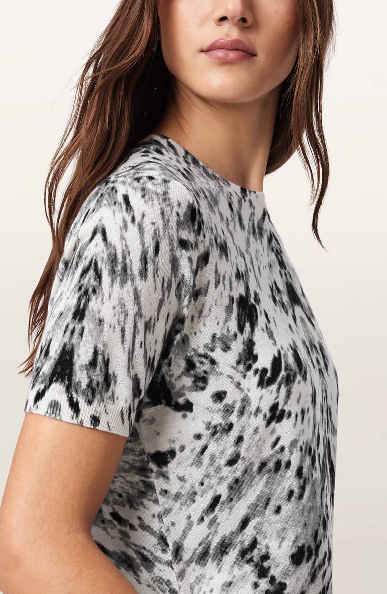 AllSaints Anouk Snakeskin Pattern Wool Knit Shirt, Alternate, color, Canter Ecru White