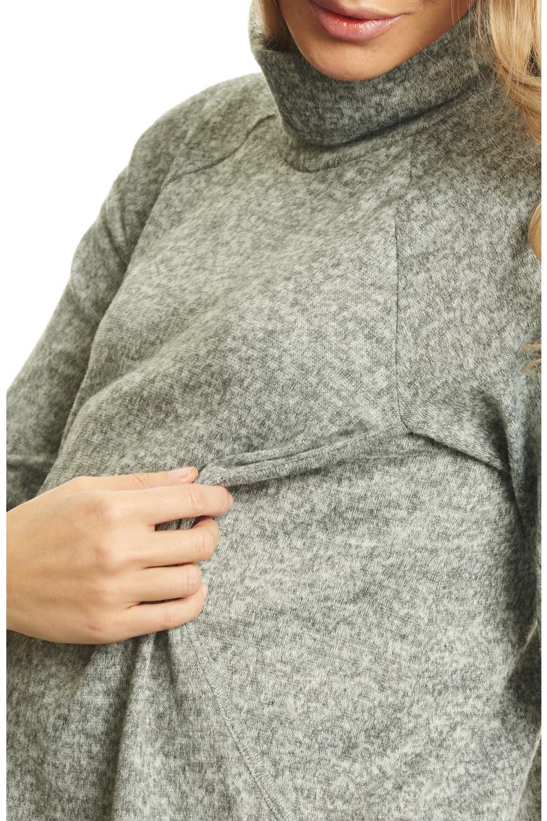 Teresa Maternity/Nursing Turtleneck, Alternate, color, HEATHER GREY
