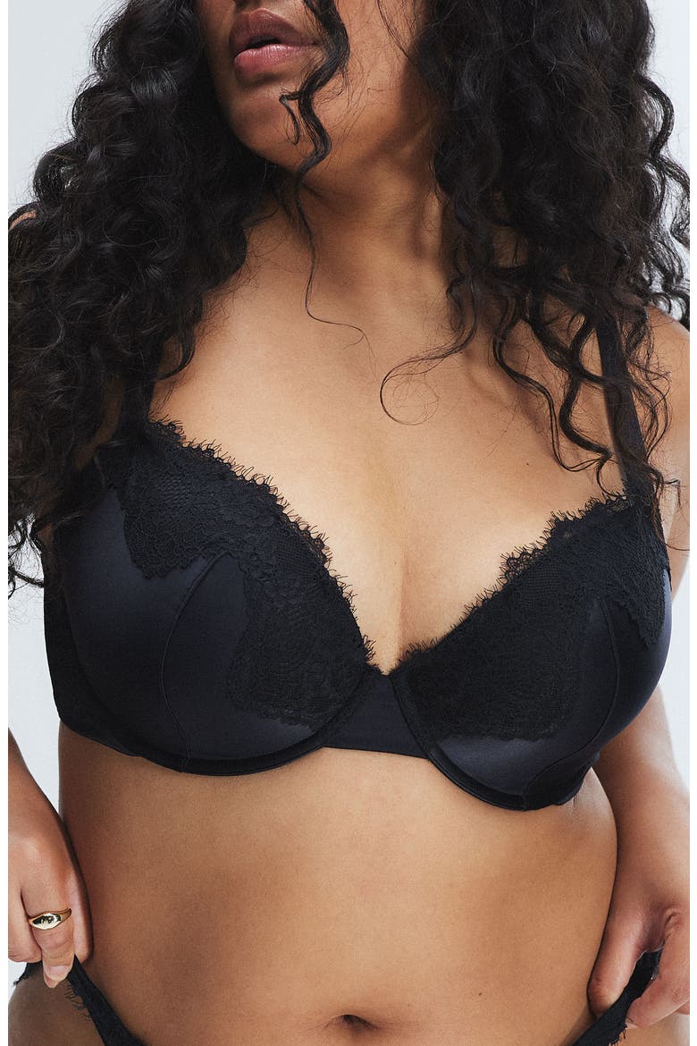 Nite Shade Underwire Padded Demi Bra, Alternate, color, BLACK CAVIAR