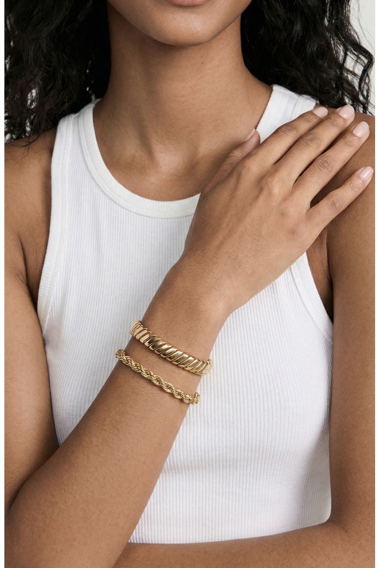 Set of 2 Twisted Bracelets, Alternate, color, GOLD