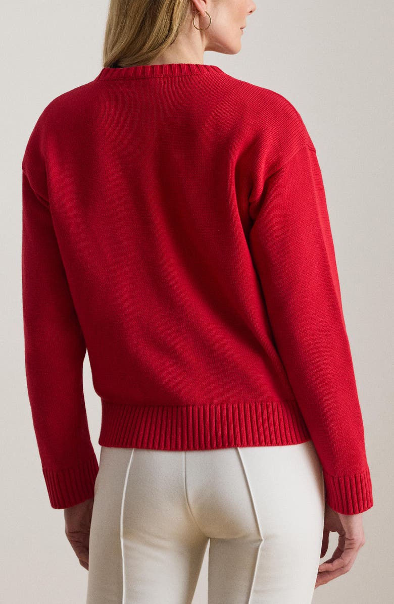 Lauren Ralph Lauren Golden Retriever Cotton Intarsia Sweater, Alternate, color, Cruise Red Multi