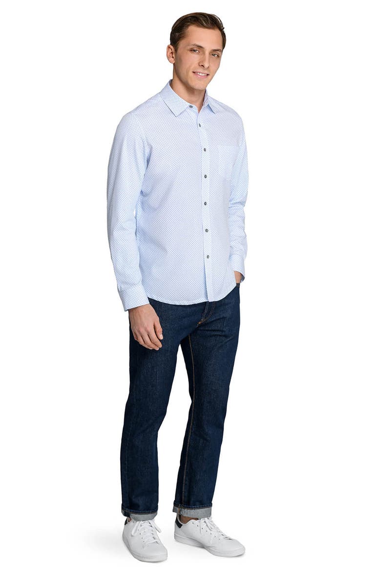 Slim Fit Micro Geo Dot Reworked Button-Up Shirt, Alternate, color, WHITE/ BLUE
