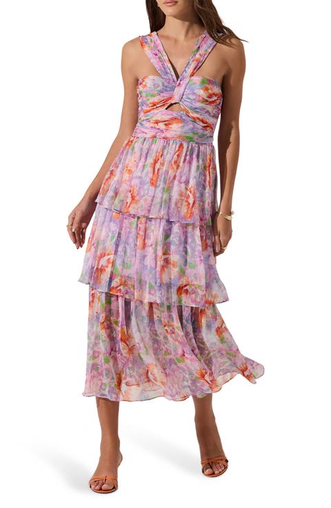 Floral Tiered Keyhole Dress