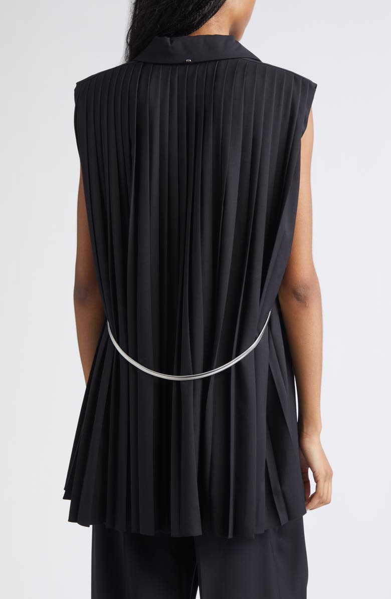 SPORTMAX Albero Pleat Back Wool Blend Vest, Alternate, color, Black