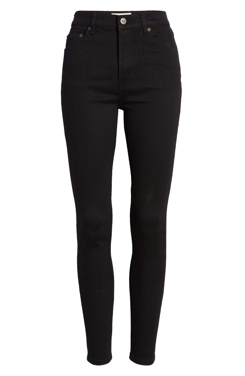 Reformation Harper High & Skinny Jeans, Alternate, color, Black