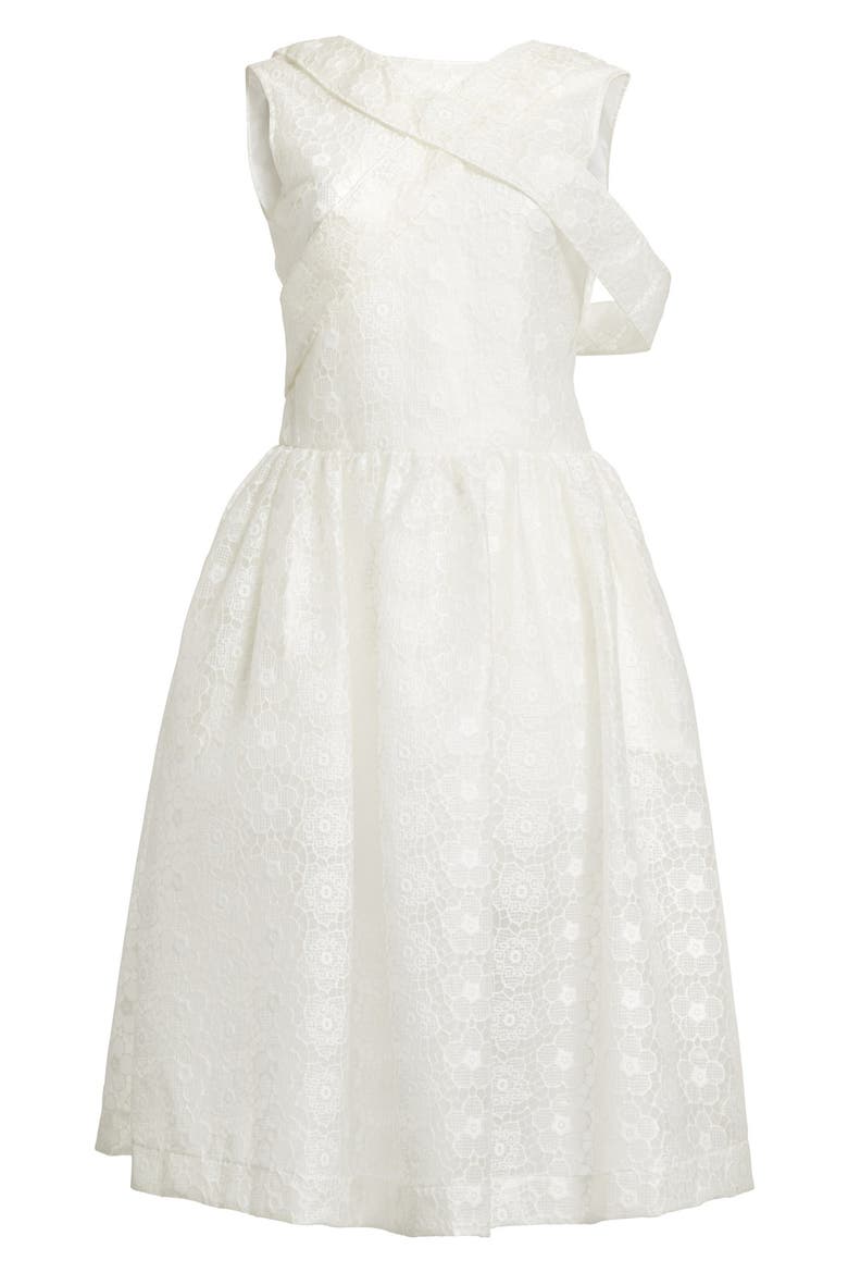 Bonded Lace Fit & Flare Dress, Alternate, color, CREAM