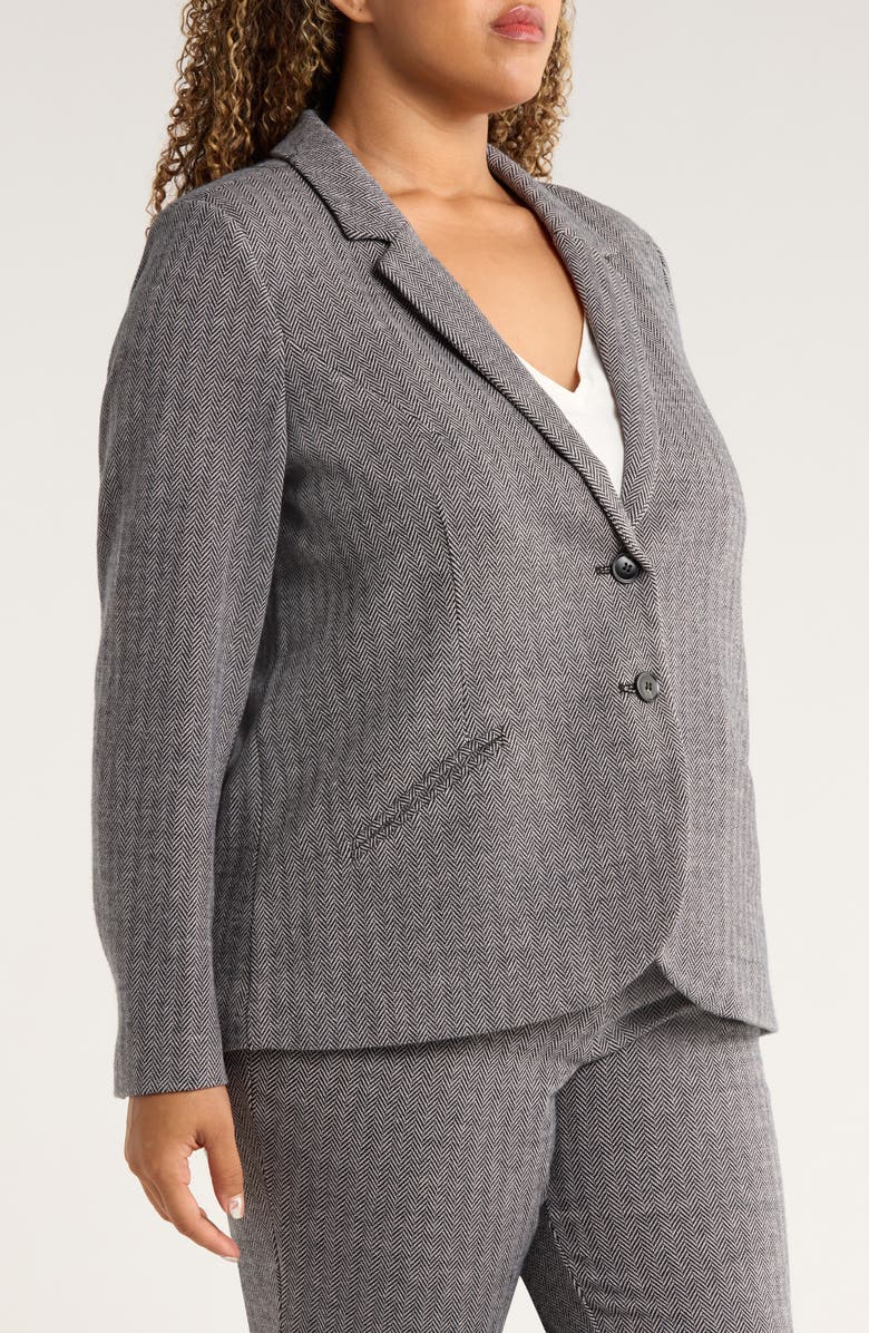 Universal Standard Beas Ponte Blazer, Alternate, color, Herringbone Tweed