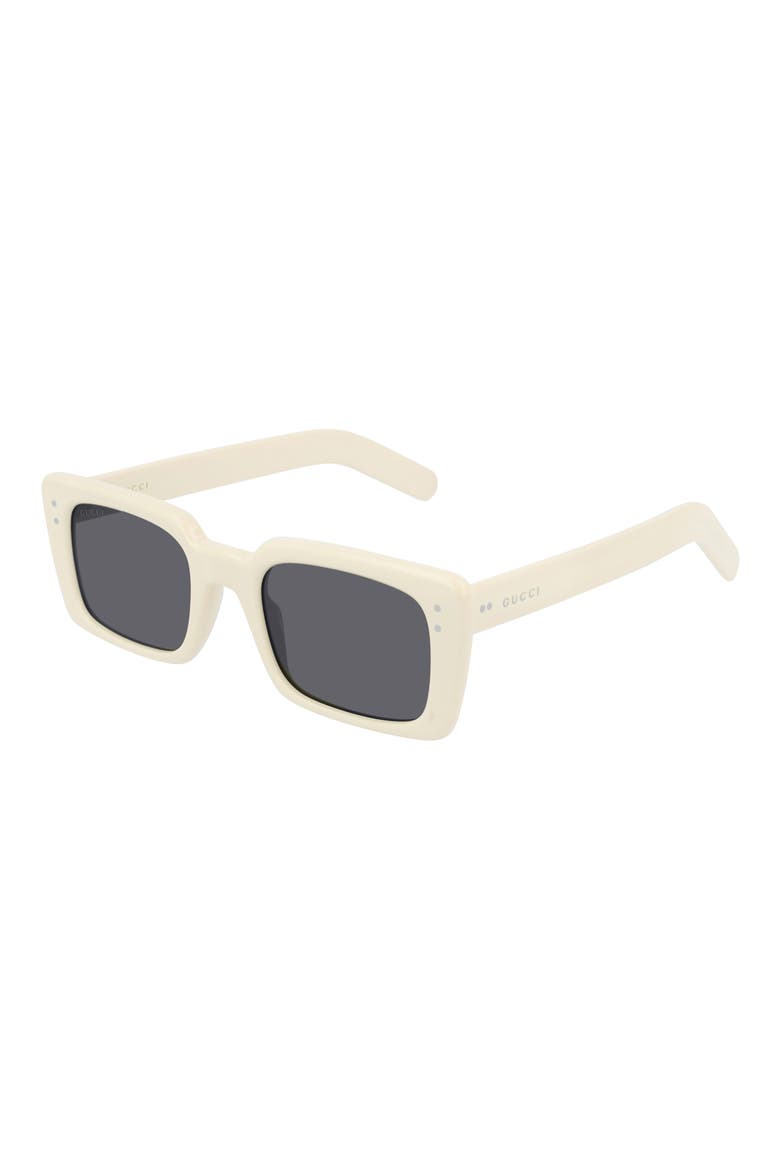 52mm Rectangle Sunglasses, Main, color, SHINY SOLID IVORY