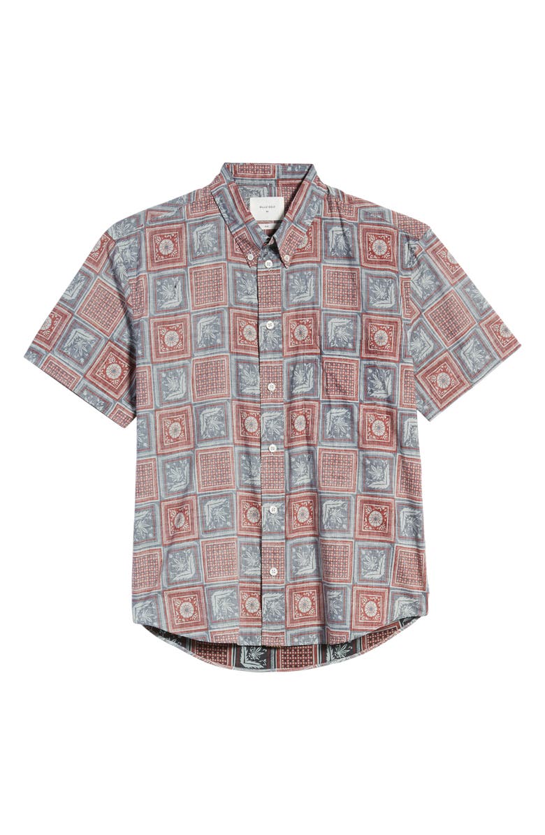 Billy Reid Kirby Slim Fit Savannah Tile Short Sleeve Button-Down Sport Shirt, Alternate, color, 