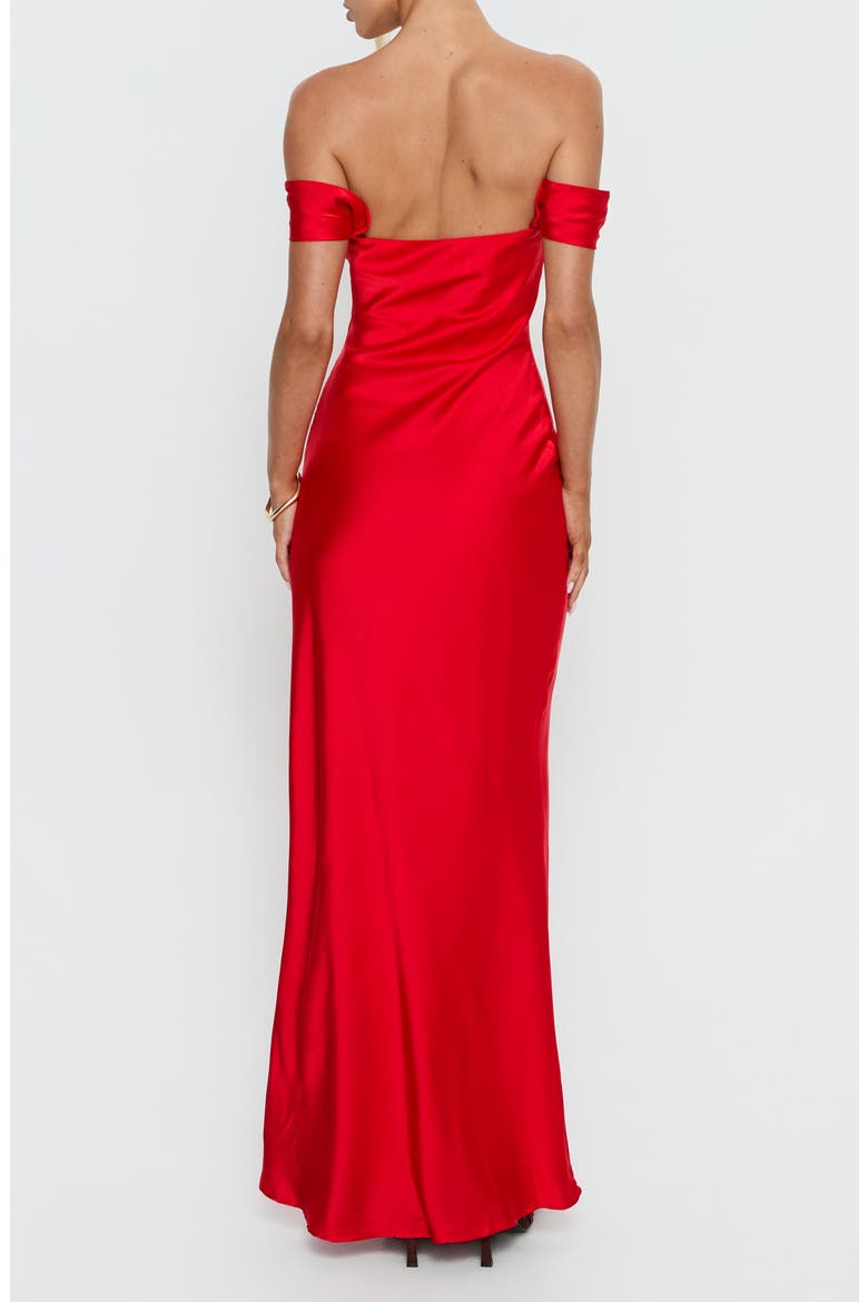 Azura Off the Shoulder Satin Gown, Alternate, color, RED