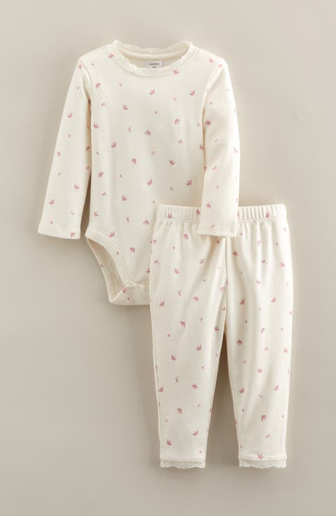 Kids' Lace Trim Print Bodysuit & Pants Set (Baby)