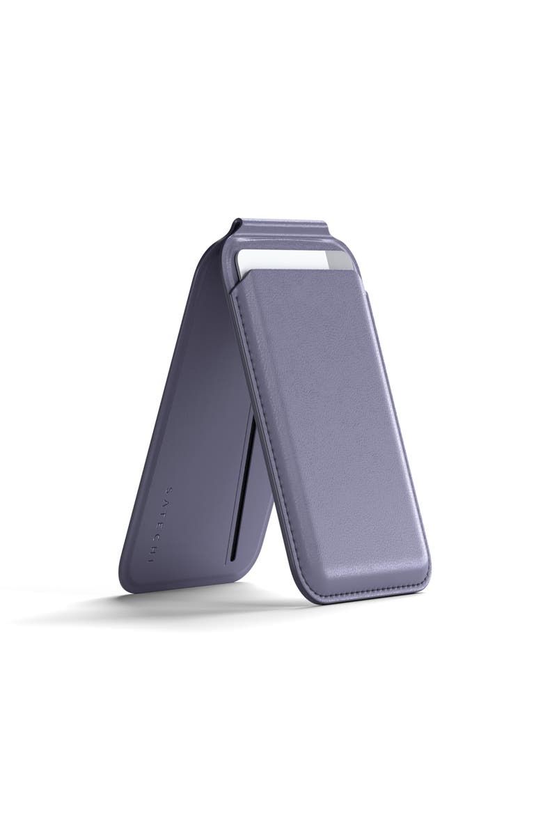 Vegan-Leather Magnetic Wallet Stand, Main, color, Purple