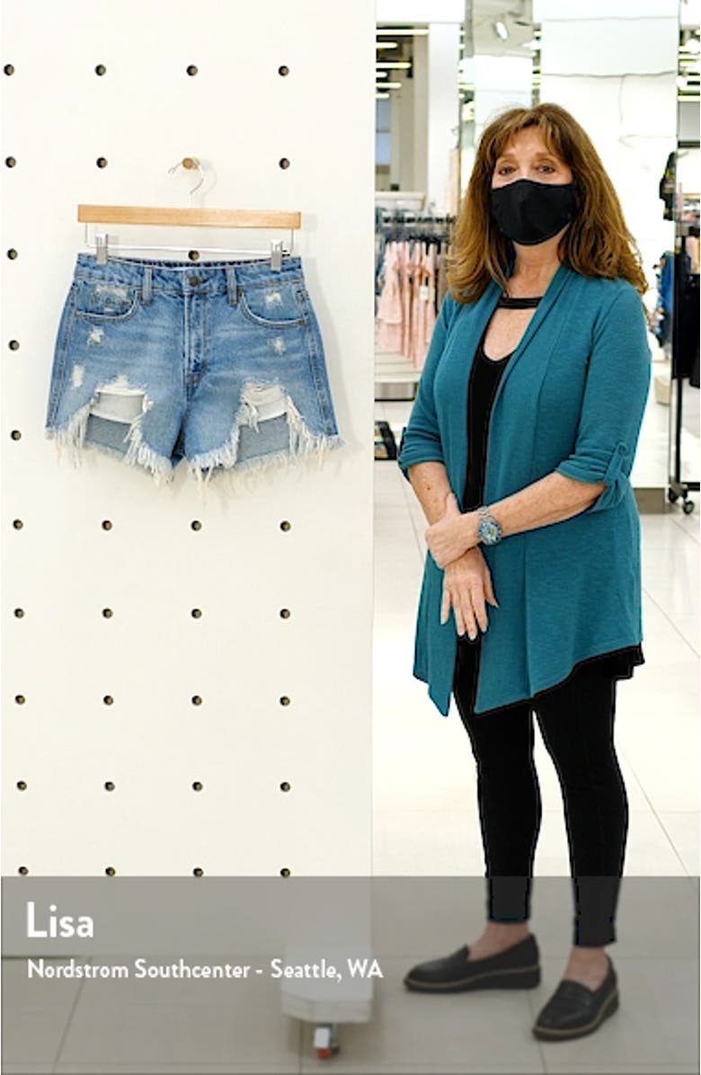 Chewed Hem High Waist Denim Shorts, sales video thumbnail