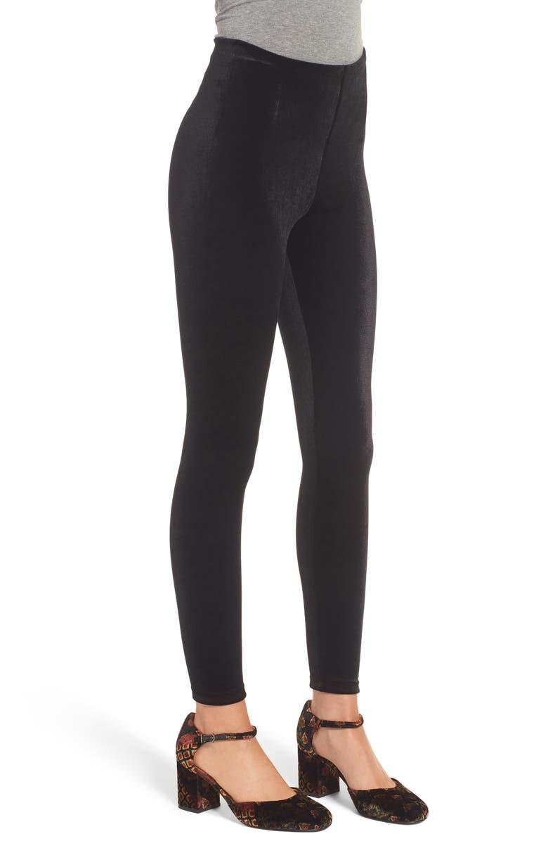 Commando Perfect Control Top Velvet Leggings, Alternate, color, Black