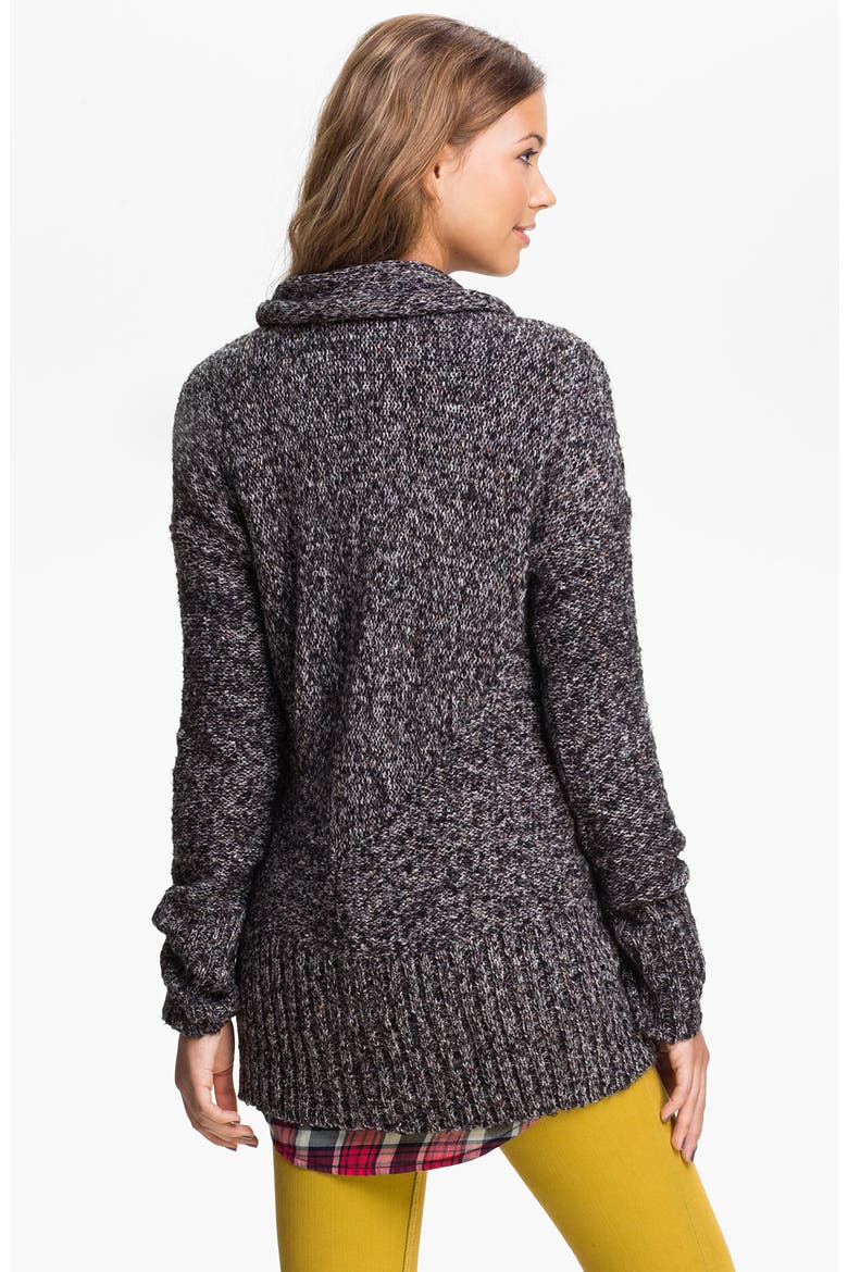 Oversized Mélange Cardigan, Alternate, color, MOLTEN BLACK