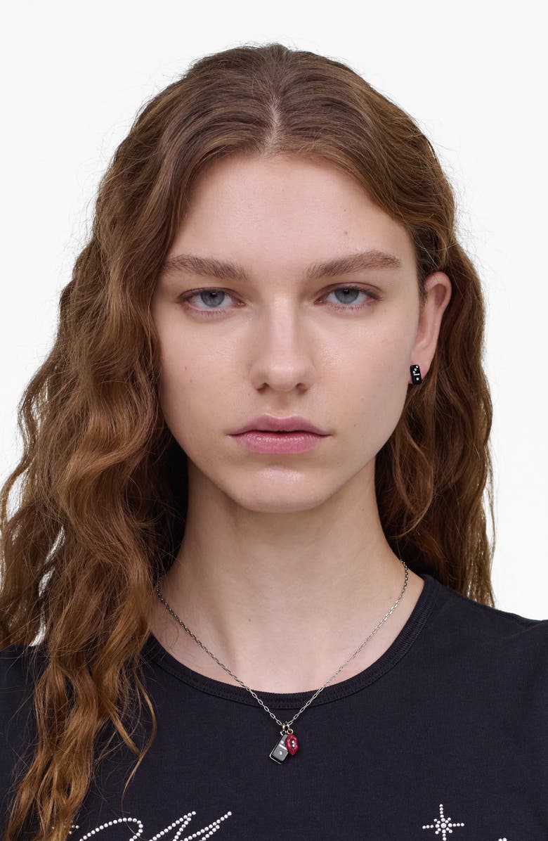 Marc Jacobs Lips Pendant Necklace, Alternate, color, Silver/ Multi