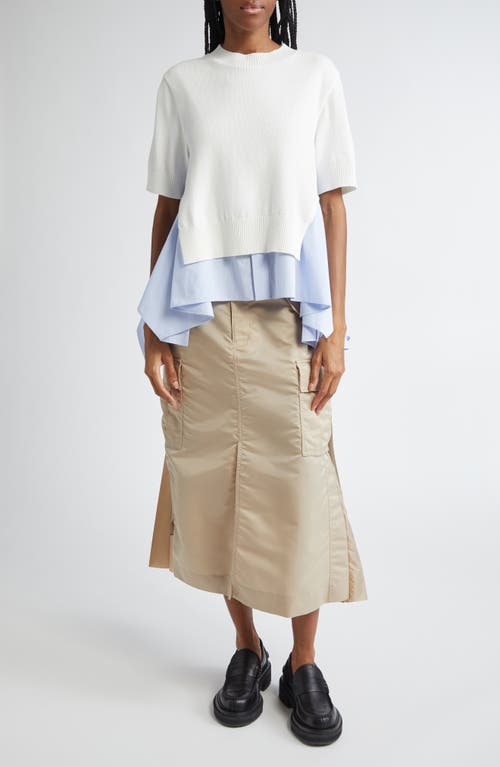 Sacai Mixed Media Poplin & Knit Top